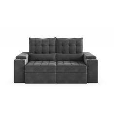 Sofá Retrátil Reclinável Com Porta Copos E Usb 3 Lugares 200cm Embaúba Extra Cabecasa Madeiramadeira Cinza Diamante