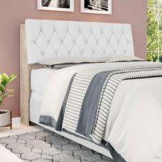 Cabeceira Para Cama Box Casal Isis Amarula MDF MDP Capitonê 146x119x22cm Bege Amarula Branco Casa H