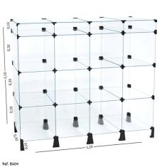 Balcão de Atendimento Modulado em Vidro com Porta Bijuterias - 1,20 x 1,10 x 0,30