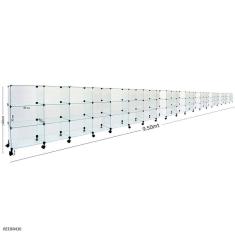Balcão de Atendimento Modulado em Vidro com Rodízios - 9,50 x 1,00 x 0,40