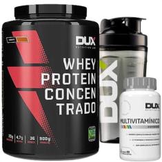 Kit Dux Nutrition: Whey Concentrado 900g + Multivitamínico 90 cáps + C
