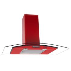 Coifa de Parede 90cm Vidro Curvo Slim Fogatti Vermelho