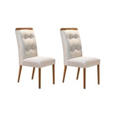 Cadeira Sala de Jantar Imperatriz Kit 2 Un Madeira Capuccino/Suede Creme - Rufato