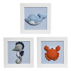 Trio De Quadros Mar Quarto Bebê Infantil Menina Menino