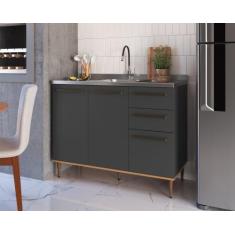 Balcão de Cozinha 120cm 3 Portas 2 Gavetas Espaço Cuba ou Tampo Isabel