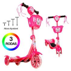 Patinete Infantil Princesinha Sofia Rosa 3 Rodas Luz E Som - DM Toys