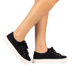 Tênis Feminino Moda Reforçado C Espuma e Forro Leona, 36, Preto