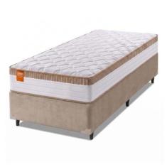 Cama Box Solteiro Colchão Molas Ensacadas Real 88x188x65cm Branco / Be