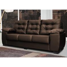 Sofá Luxemburgo 3 Lugares 2,02m Tecido Courino Marrom