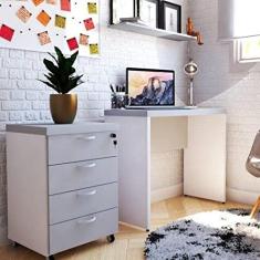 Mesa de Escritório Natus 40mm 100 cm 42 cm Bramov Móveis Branco/cinza Cristal