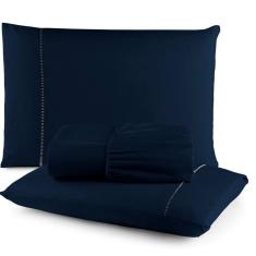 Jogo Lençol King 3 peças com Elástico Ponto Palito Micropercal 400 Fios