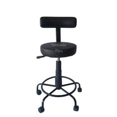 Cadeira Mocho podologo com regulagem de altura estrela de ferro  apoio de pé  com rodízio corano preto