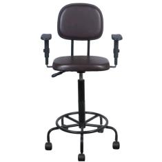 Cadeira caixa alta L duplo com braço  base semi  corano marrom