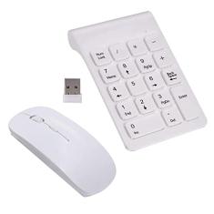 Numérico 2.4G Silencioso Sem Fio USB com Mouse para Laptop de, Branco