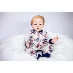 Bebê Reborn Menino  Realista Fio A Fio Com Enxoval - Mundo Azul e Rosa