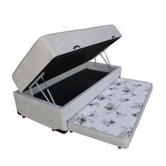 Cama Box Baú Solteiro Conjugada de Mola com Cama Auxiliar Bicama 3 em 