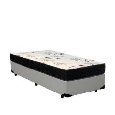 Cama Box Solteiro Colchão Espuma D20 Bambo Branco Ducci + Box Sintétic