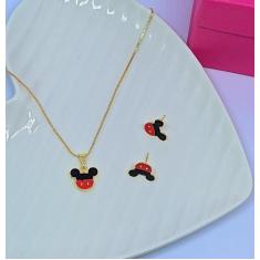 Kit Conjunto Colar e Brincos Infantil Hello Kitty Minnie Pony Unicórni