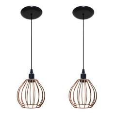 02 Luminarias Pendente Aramado Retrô - Modelo Balão - LUSTRES AMANDINI