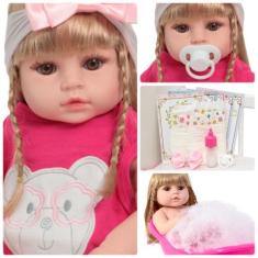 Boneca Bebê Reborn Recém Nascida 100% Vinil Siliconado 46cm - Cegonha 