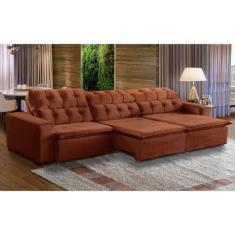 Sofá 06 Lugares Retrátil e Reclinável Alasca 320 Cm Pillow Veludo Mega