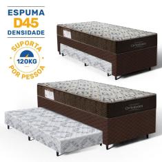 Cama Box com Colchao de Espuma D45 Solteiro Ortobom ISO 150 + Auxiliar de Espuma Unique Solteiro 88cm