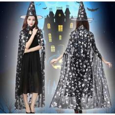 kit 2 Pçs / Conjunto Capa E Chapéu Infantil De Bruxa Para Fantasia De 