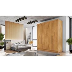 Guarda Roupa Solteiro 4 Portas 3 Gavetas - Nantes-Peroba - Móveis Europa