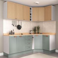 Cozinha Modulada 8 Peças com Tampo 4 Aéreos e 4 Balcões Arizona CabeCa