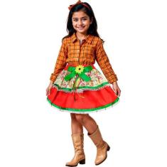 Fantasia de Festa Junina Menina Infantil Saia Com Babado - Fantasias C