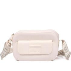Bolsa Feminina Moleca Transversal Pequena com Bolso Off White-Feminino