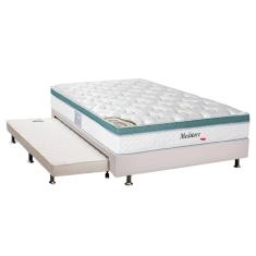 Cama Box c/Auxiliar Casal: Colchão Herval MasterPocket Meditare + Base CRC Courano Branco(138x188)