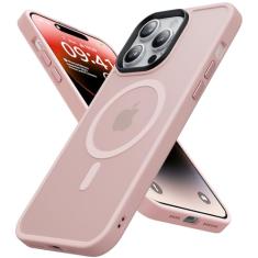 degeca Capa para iPhone 14 Pro Max, proteção contra quedas de nível militar, compatível com MagSafe, capa protetora magnética forte à prova de choque, translúcida, fosca, rígida, macia, fina, para