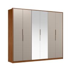 Guarda-roupas Casal Com Espelhos 6 Portas Multimóveis Cr35229 Nogueira nude