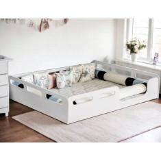 Cama Casal Potente Montessori Branca Com Colchão D33