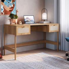 Escrivaninha Vintage Com Tela Sintética e 2 Gavetas 1,39m - Artesano E