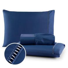 Jogo de Lençol 03 Peças Casal 400 Fios 100% Macio Fronha Com Ponto Pal