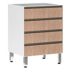 Balcão de Cozinha sem Tampo 60cm 4 Gavetas Pérola Luciane Móveis