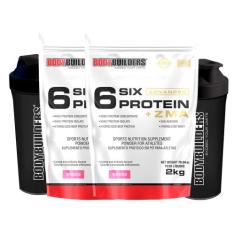 KIT - 2x 6 Six Protein c/ ZMA - 2kg + 2x Coqueteleira - Bodybuilders, 