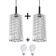 Kit 2 Lustres Pendente De Cristal Acrilico Clearcrillic com - no brand