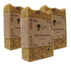 Sabonete Artesanal Esfoliante  de Camomila 110g - Kit com 3 - CPC CASA