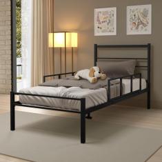 Cama Solteiro 100% Ferro Cristal P/ 160 kg C/Grade de Proteção  -Super