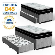 Cama Box com Colchão de Espuma D45 Pillow In Anjos OrtoConfort + Auxiliar de Molas Unique Solteiro 88cm