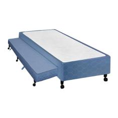 Cama Box Base C/auxiliar Solteiro Poli Tecido Blue (78x188x27) - Castor