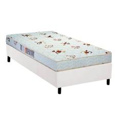 Cama Box Solteiro: Colchão Espuma Luckspuma Roland Garros Pro + Base Crc Courano White(88X188)