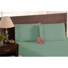Jogo De Cama King Size 100% Algodão 200 Fios Verde 3 Peças - Beatriz E