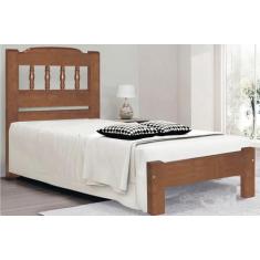 Cama de Solteiro Roma de Madeira Maciça Tauari  Cor Imbuia  - SANTA RO