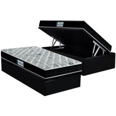 Cama Box Baú Solteiro: Colchão Ortopédico Probel D45/EP ProDormir Advanced Tech2000 Double Face + Base CRC Suede Black(88x188)