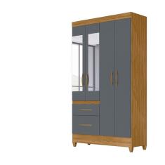 Guarda Roupa 4 Portas Com Espelho Madri Freijó Cinza 852031