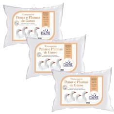 Kit 3 Travesseiros 70x50 80% Penas 20% Plumas de Ganso - Confortável -